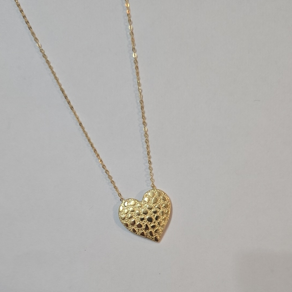 14k Real Gold Heart Pendant Necklace 18 Inches